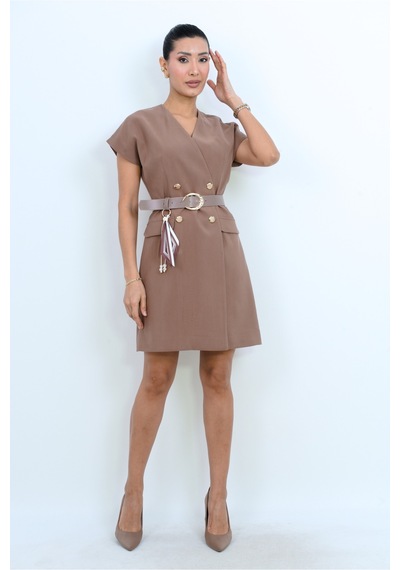 Dorne Moda Kemerli Mini Elbise - Düğün - Mezuniyet - Ofis Şıklığı Kahverengi Kahverengi Dorne Moda Kemerli Mini Elbise - Düğün - Mezuniyet - Ofis Şıklığı Kahverengi Kahverengi
