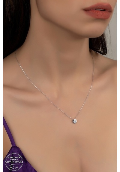 Union Swarovski Zirconia Kadın Mini Kalp Pırlanta Montür Gümüş K