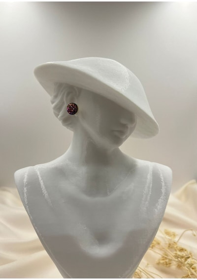 Lunarie Pembe Mor Işıltılı Yuvarlak Stud Küpe