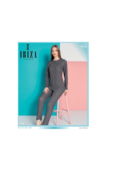 İbiza 8143 Bayan Viskon Uzun Kol Pijama Takım 001