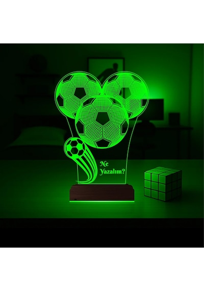 Luvivia Futbol Topu Futbolcu Hediye Kişiye Özel 3d Lamba - Masa Gece Lambası V1 Şeffaf