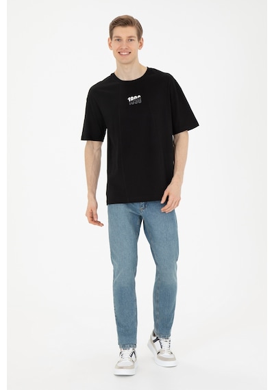 U.S. Polo Assn. Erkek Comfort Fit Bisiklet Yaka Siyah Tişört 50287049-VR046