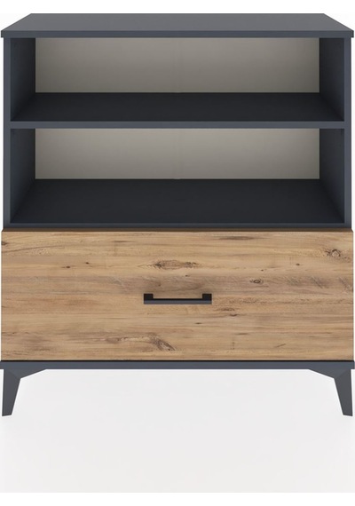 Arges Şifonyer 2 Raflı Tek Çekmeceli 88x30x96 Antrasit-çam Antrasit