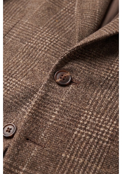Rizzup Erkek Slim Fit Ekose Kahve Blazer Ceket Astarlı Kışlık Şık Spor Ceket 2702420