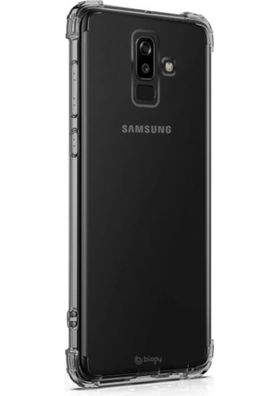 Blogy Galaxy J8 İle Uyumlu Crystal Fit Kılıf Smoke Black