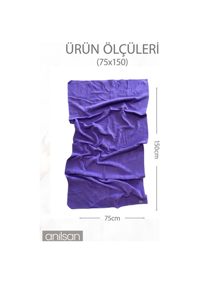 Plaj Havlusu %100 Pamuk 75x150 Desenli Mor Mor