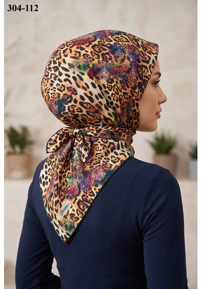 Sharell Leopar Desenli Soft Pamuk Eşarp 304-112 Çok Renkli