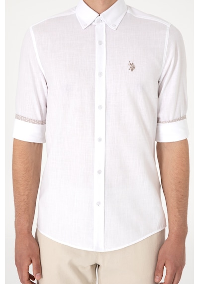 U.s. Polo Assn. Erkek Beyaz Gömlek Desenli 50300200-vr013 Beyaz