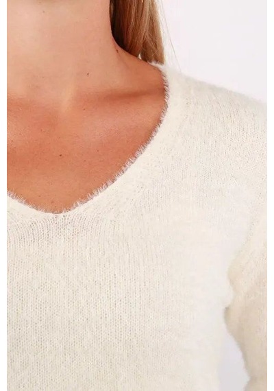 Onlella Pıumo Ls V-neck Knt Kadın Kazak 15259562 Beyaz