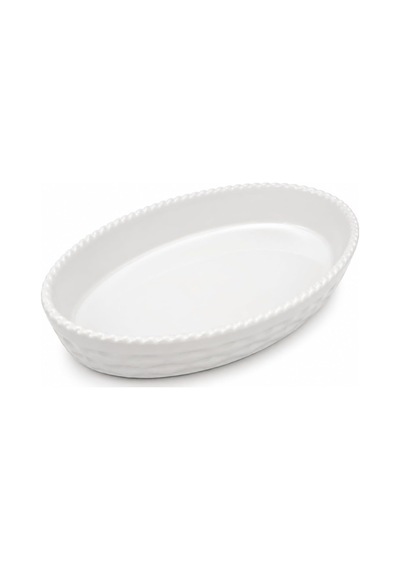 Oval Seramik Fırın Kabı, 31x19x4 Cm, Beyaz Diğer