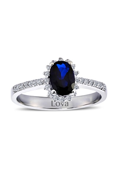Lova Pırlantalı Oval Safir Anturaj Yüzük - 1040087