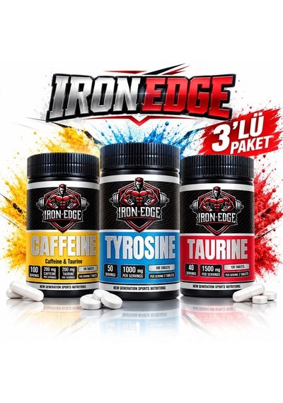 Iron Edge Taurine , L-tyrosine Tirozin ,caffeine Kafein 3 Lü Set