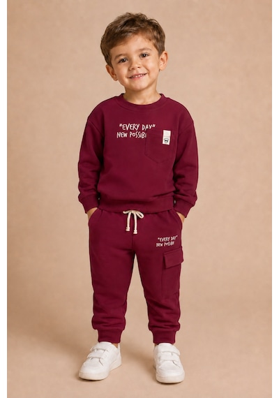 Ahengim Erkek Çocuk Pamuklu Baskılı 2 Li Takım Sweatshirt Eşofman Altı 1-4 Yaş Ak122 Bordo Ahengim Erkek Çocuk Pamuklu Baskılı 2 Li Takım Sweatshirt Eşofman Altı 1-4 Yaş Ak122 Bordo