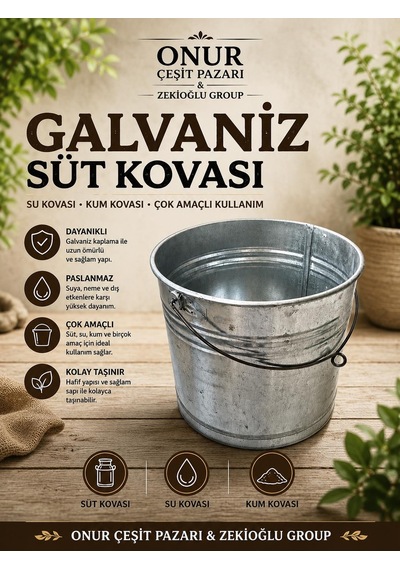 Galvaniz Kova 32 Cm Su Kovası Süt Kovası Kum Kovası