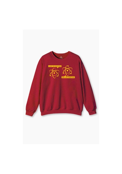 So Cool Kırmızı Sweatshirt I Lost An Electron Are You Positive Fizik Kimya Evrim Bilim Baskılı Sweat Kırmızı