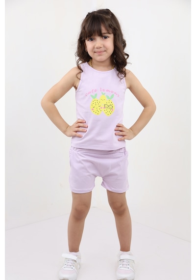 Toontoy Kids Toontoy Kız Bebek 2'li Takım Baskılı Bisiklet Yaka T-shirt & Beli Lastikli Cepli Şort Açık Lila Toontoy Kids Toontoy Kız Bebek 2'li Takım Baskılı Bisiklet Yaka T-shirt & Beli Lastikli Cepli Şort Açık Lila