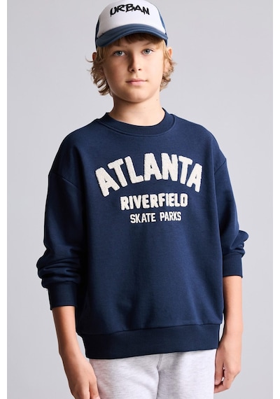 Defacto Oversize Bisiklet Yaka Nakışlı Sweatshirt Erkek Çocuk H9695a826wnnv146 Lacivert-nv146