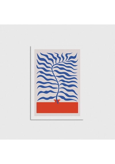 Mavi Yaprak Desen 2 Çerçevesiz Poster Duvar Dekorasyonu Pn11p219
