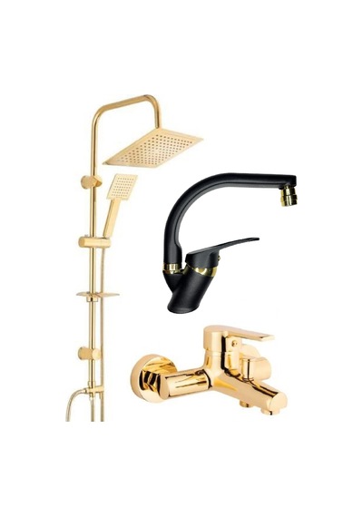 Armilla Kare Gold Robot Duş Seti, Gold Banyo, Siyah Gold Lavabo Bataryası Musluğu Diğer