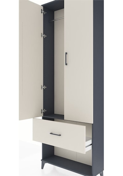 Arges Dolap Tek Raflı Tek Çekmeceli Tek Askılı 88x30x243 Antrasit-aytaşı Antrasit
