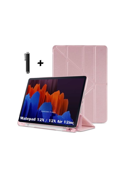 Huawei Matepad 12 X / 12x Air Kılıf Kalem Bölmeli Üçgen Katlanabilir Standlı Yumuşak Silikon Kapak