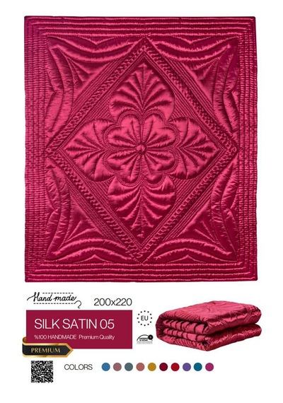 Harir El İşi Çift Kişilik Saten Yorgan 200x220 Cm Elyaf Dolgulu Bordo