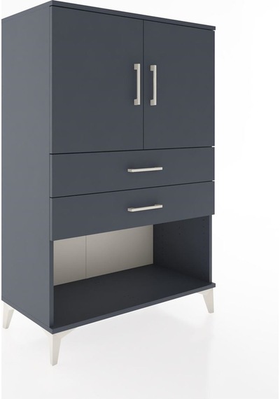 Hyperion Dolap 2 Raflı 2 Çekmeceli 2 Kapaklı 88x44x134 Antras... Antrasit