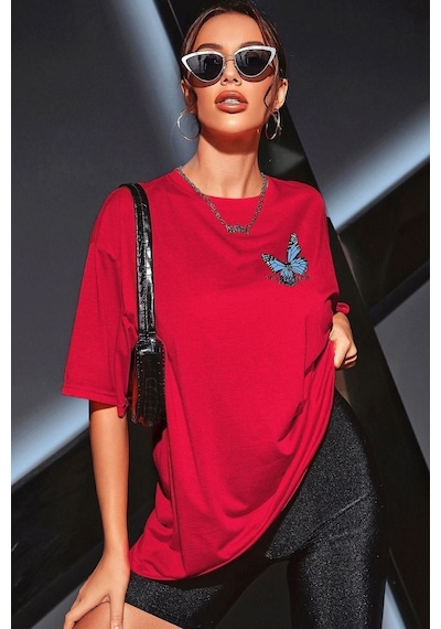 Sırt Baskılı Tasarım Tshirt Kırmızı