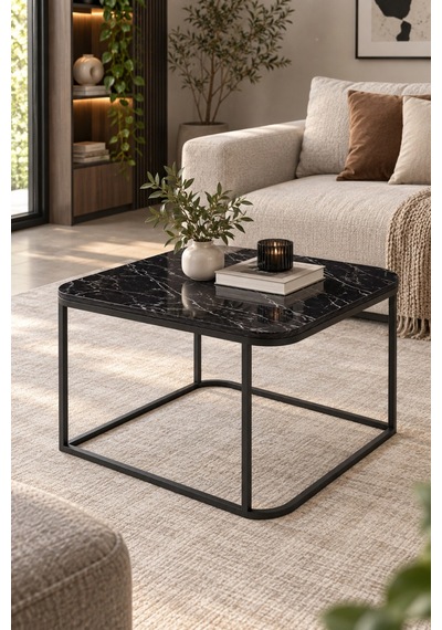 Sulorahome Siyah Kare Orta Sehpa 65x50 Cm