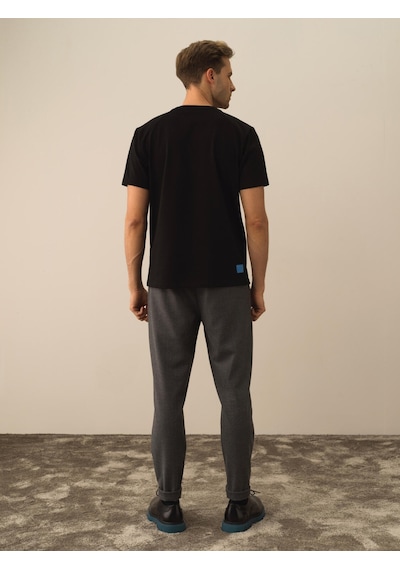 Xint Siyah Pamuk Dokulu Regular Fit Tişört 502049