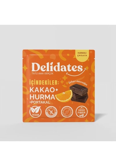 Delidates Portakallı Hurmalı %70 Bitter Çikolata 40gr-3581