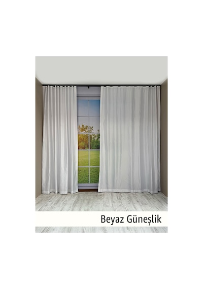 Donatti Beyaz Saten Güneşlik Düz Dikiş Beyaz