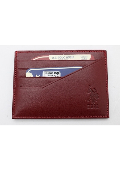 U.S. Polo Assn. Plcuz 8435 U.S.Polo Assn.Hakiki Deri Kartlık-Bordo
