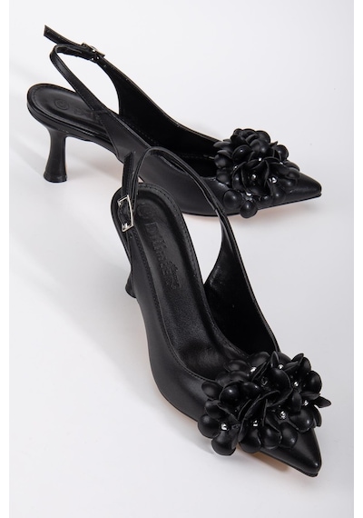 Dilimler Ayakkabı Kadın Stiletto Topuklu Ayakkabı Siyah Topuk Açık Çiçek Motifli-3984 Siyah Dilimler Ayakkabı Kadın Stiletto Topuklu Ayakkabı Siyah Topuk Açık Çiçek Motifli-3984 Siyah