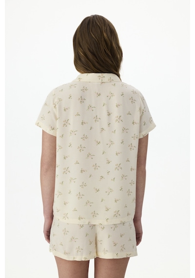 Penti Ekru Bloom Gömlek Şort Pijama Takımı Ecru