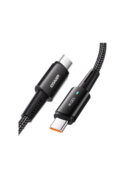 Essager 100w 5a Type C To Type C Süper Hızlı Şarj Ve Data Kablosu, Kopmaz Örgü Tipi Süper Dayanıklı Kablo 2 Metre 1 Adet