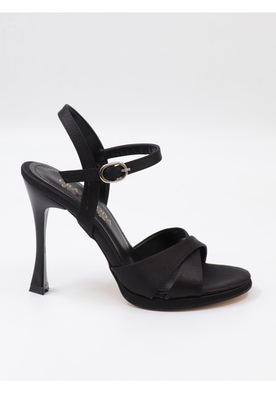 Nesilshoes Nesil Shoes Uraz 700 Siyah Saten Topuklu Kadın Sandalet