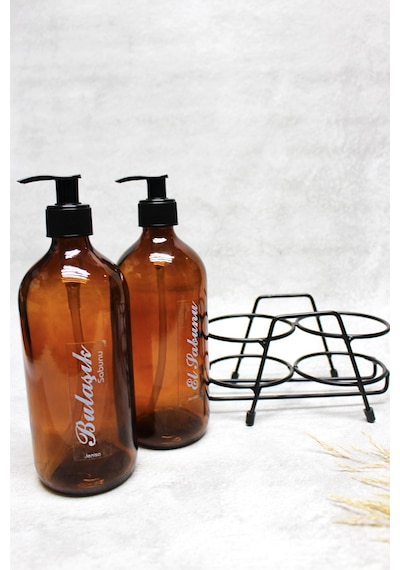 Amber 500 Ml Şişe Sıvı Sabun Pompalı Siyah Standlı El Sabunluk Bu