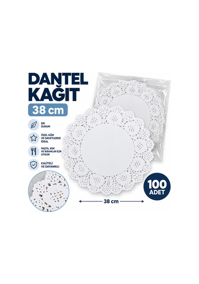 Dantel Kâğıt 38 Cm 100 Adet Dekoratif Pasta Ve Servis Altlığı - 920890396
