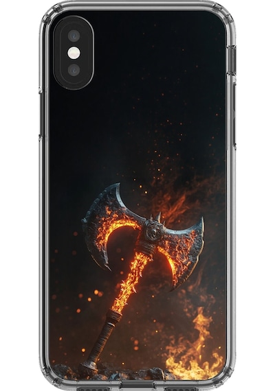 Apple Uyumlu iPhone Xs Şeffaf Kılıf Balta Tasarımlı