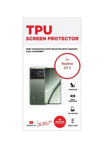 Realme Gt5 Ön, Arka Ve Yan 360 Derece Tam Kaplama Tpu Film