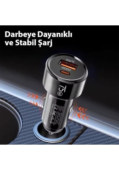 Ally Turbocharge 75w Araç Şarj Cihazı Çift Port Usb-c+usb-a
