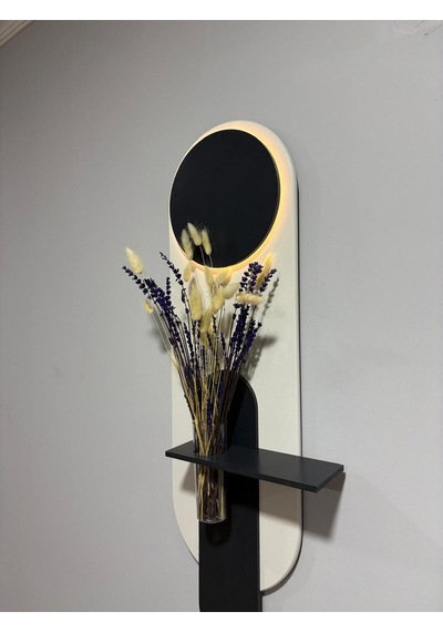 Petunya Ahşap Pilli Ledli İskandinav Tarzı Salon Duvar Rafı Modern Çiçeklik 27 X 90 Cm Paris Grisi - Antrasit