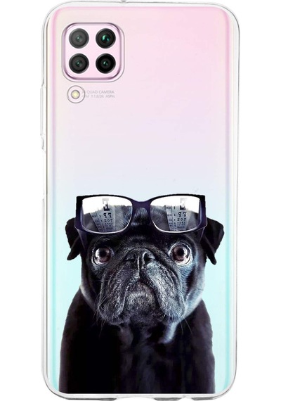 Huawei P40 Lite İle Uyumlu 1mm Slim Fit Köpek 3 050f Baskılı Şeffaf Kılıf Şeffaf