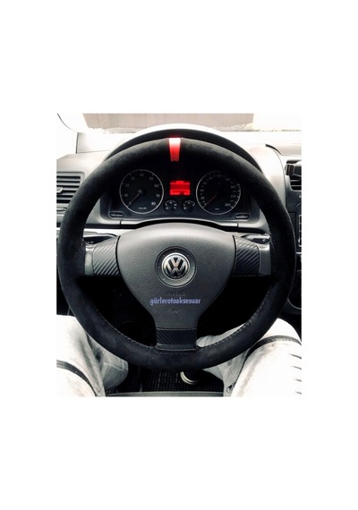 Vw Caddy Dikmeli Direksiyon Kılıfı Kırmızı Yüzüklü Alkantara