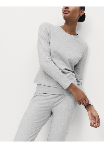 Marks & Spencer Pamuklu Uzun Kollu Pijama Üstü T37003690T Gri
