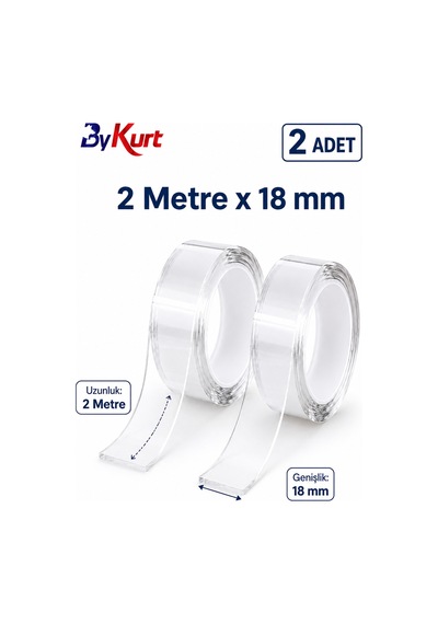 Sabitleme Bandı Seti Çift Taraflı Nano Bant Güçlü Yapışkanlı Montaj 2 Adet