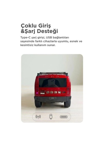 Premium Torima Bluetooth Hoparlör Araba Tasarımlı D48 Siyah Salon Müzik Cep Boy