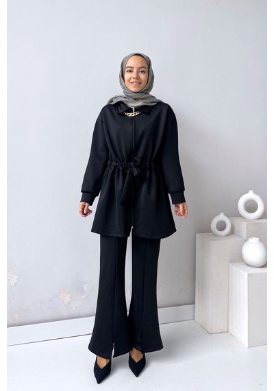 Kahijab Kolye Detay Scuba Takım - Siyah