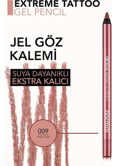 Flormar Işıltılı Kalıcı Göz Kalemi (PEMBE) - Extreme Tattoo Gel Pencil - 009 Pink Star - 8682536041164